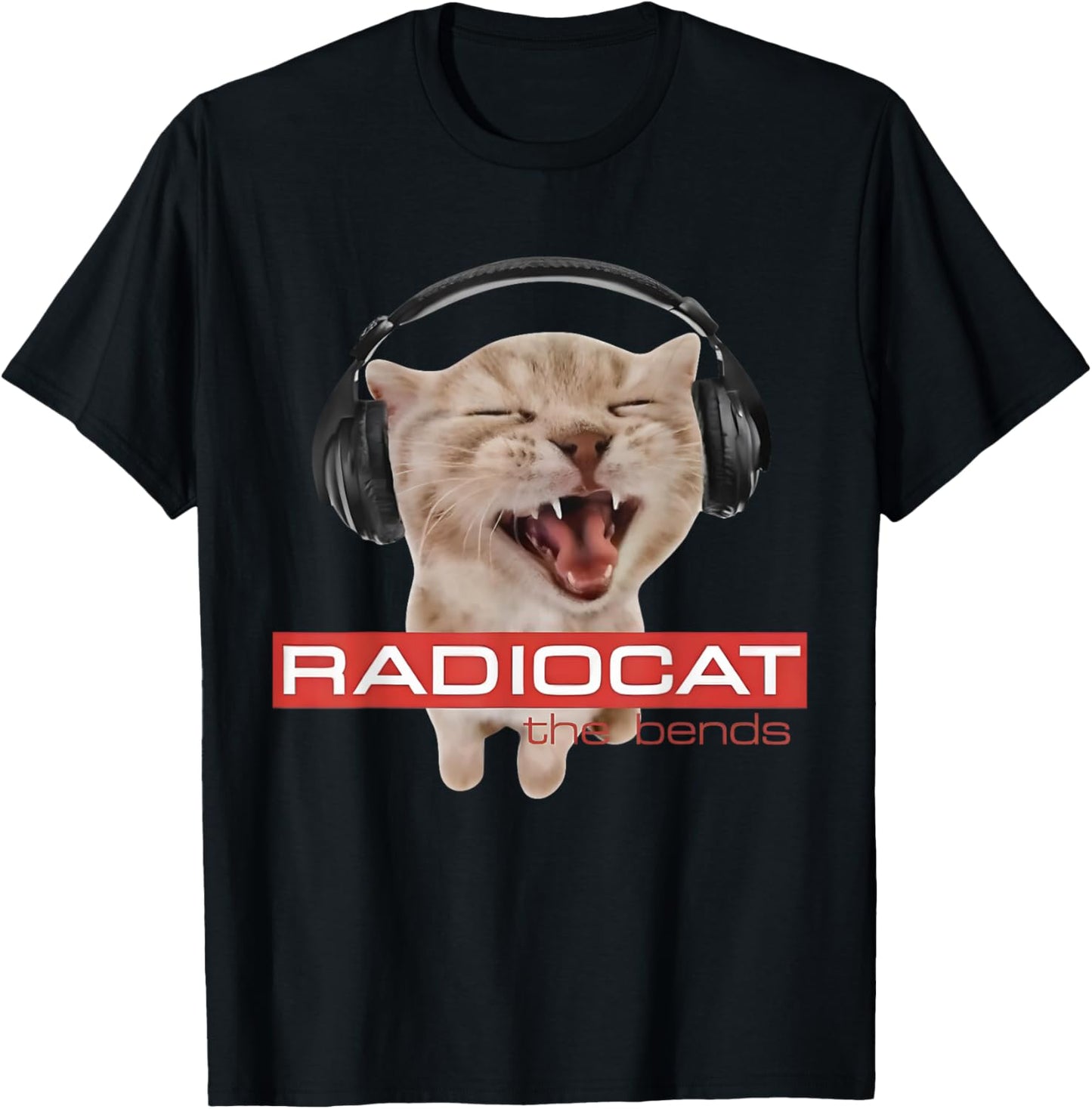 Radiocat The Bends Funny Music Cat Meme Cat Mom Cat Lover T-Shirt