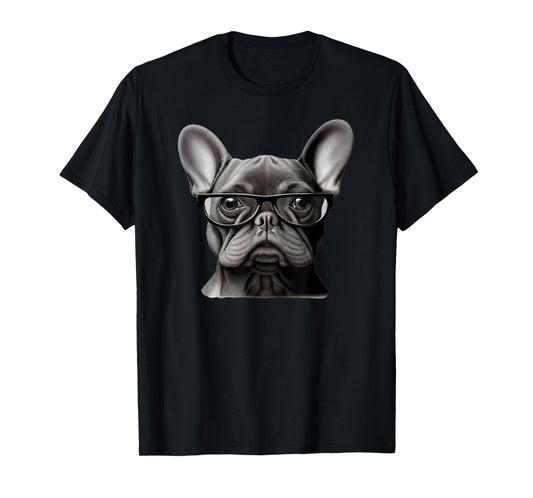 Funny French Bulldog Face Cute Frenchie Mama With Glasses Men Women Girls Kids T-Shirt