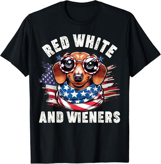 Dachshund Red White and Wieners Funny Weiner Dog 4th of July T-Shirt