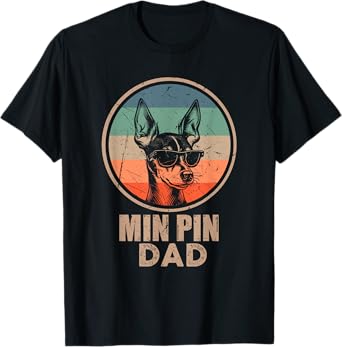 Vintage Min Pin Dog Dad Gifts for Men Dad Dog Lover Xmas T-Shirt