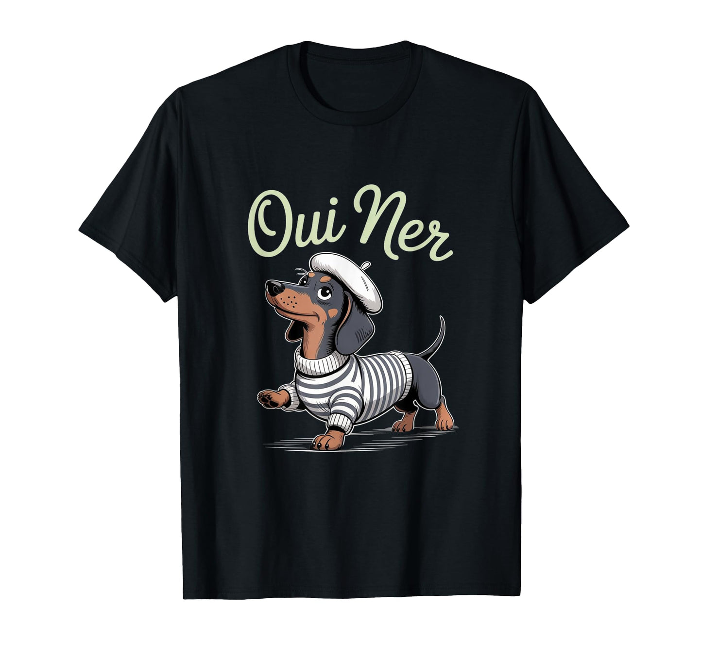 Oui Ner Dachshund Wiener Dog French Humor Funny Sausage Dog T-Shirt