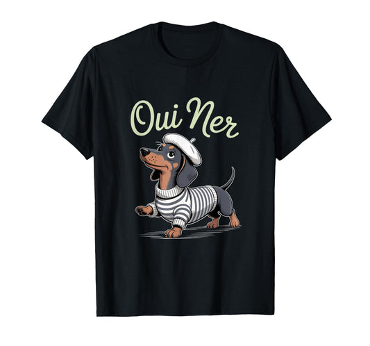 Oui Ner Dachshund Wiener Dog French Humor Funny Sausage Dog T-Shirt