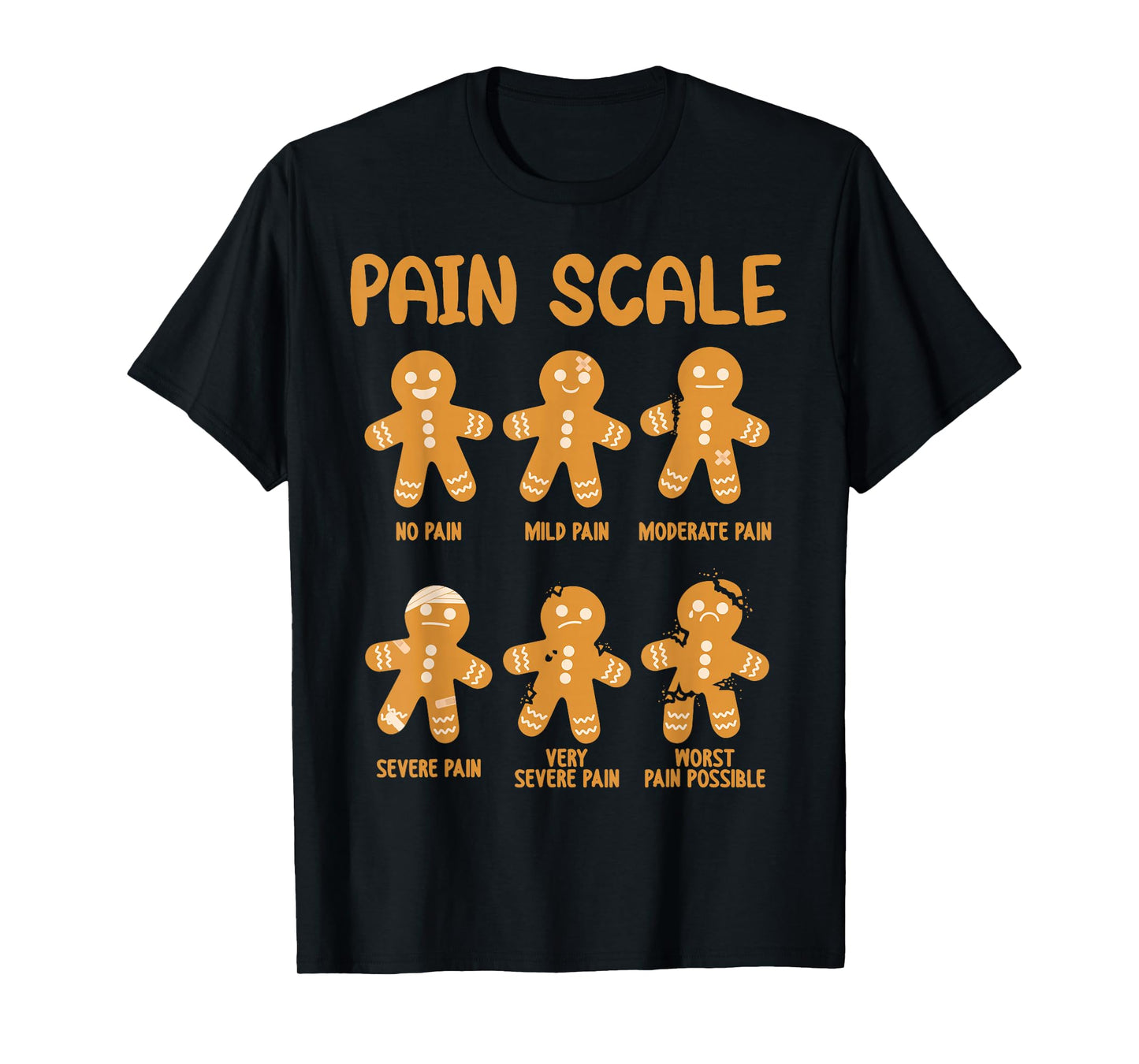 Nurse Christmas Pain Scale Assessment RN ER Gingerbread Man T-Shirt