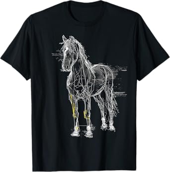 Horse Drawing Abstract Animal Art Drawing Graphic Horse T-Shirt