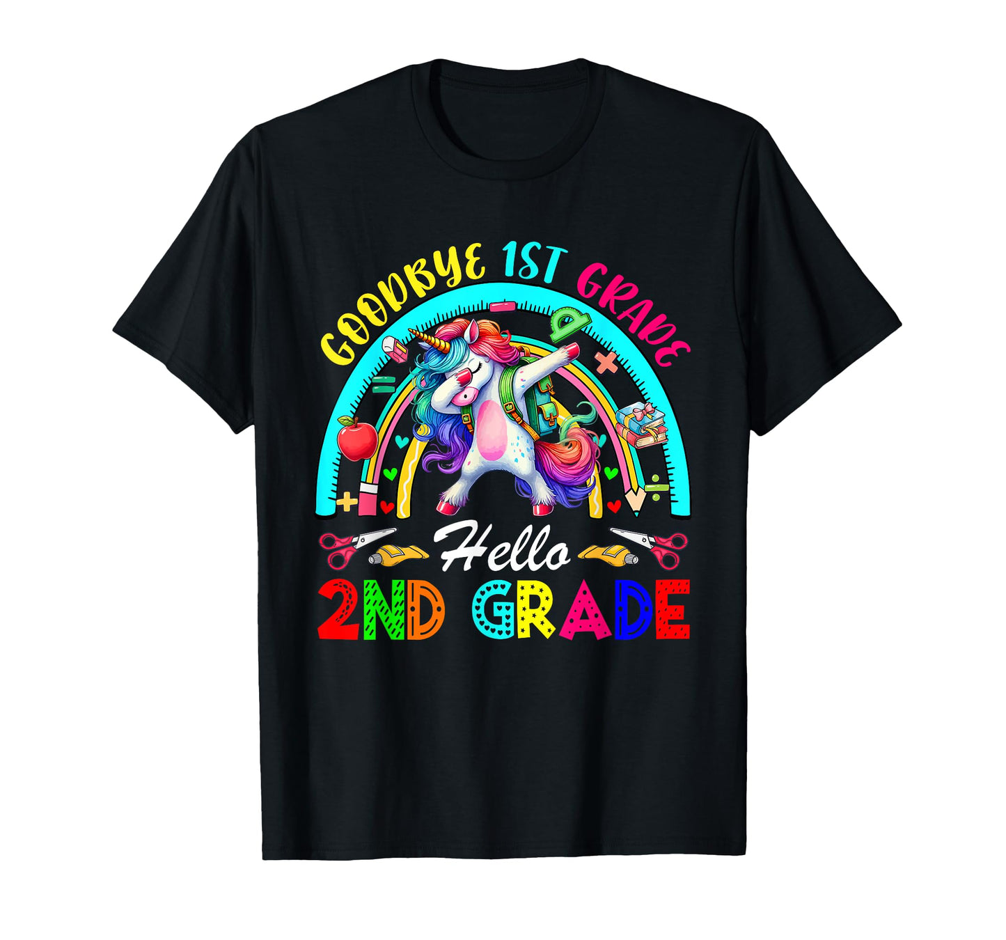 Goodbye 1st Grade Hello 2nd Grade Dabbing Unicorn Rainbow T-Shirt