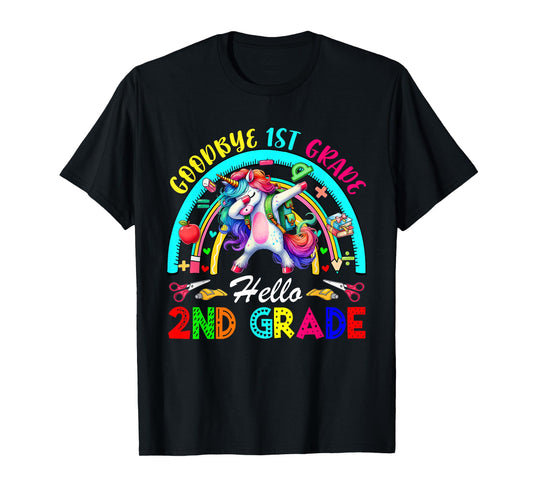 Goodbye 1st Grade Hello 2nd Grade Dabbing Unicorn Rainbow T-Shirt