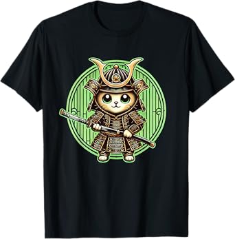 Japanese Samurai Cat - Cat Lover Kitten Owner Kitty T-Shirt for Men Women Kids