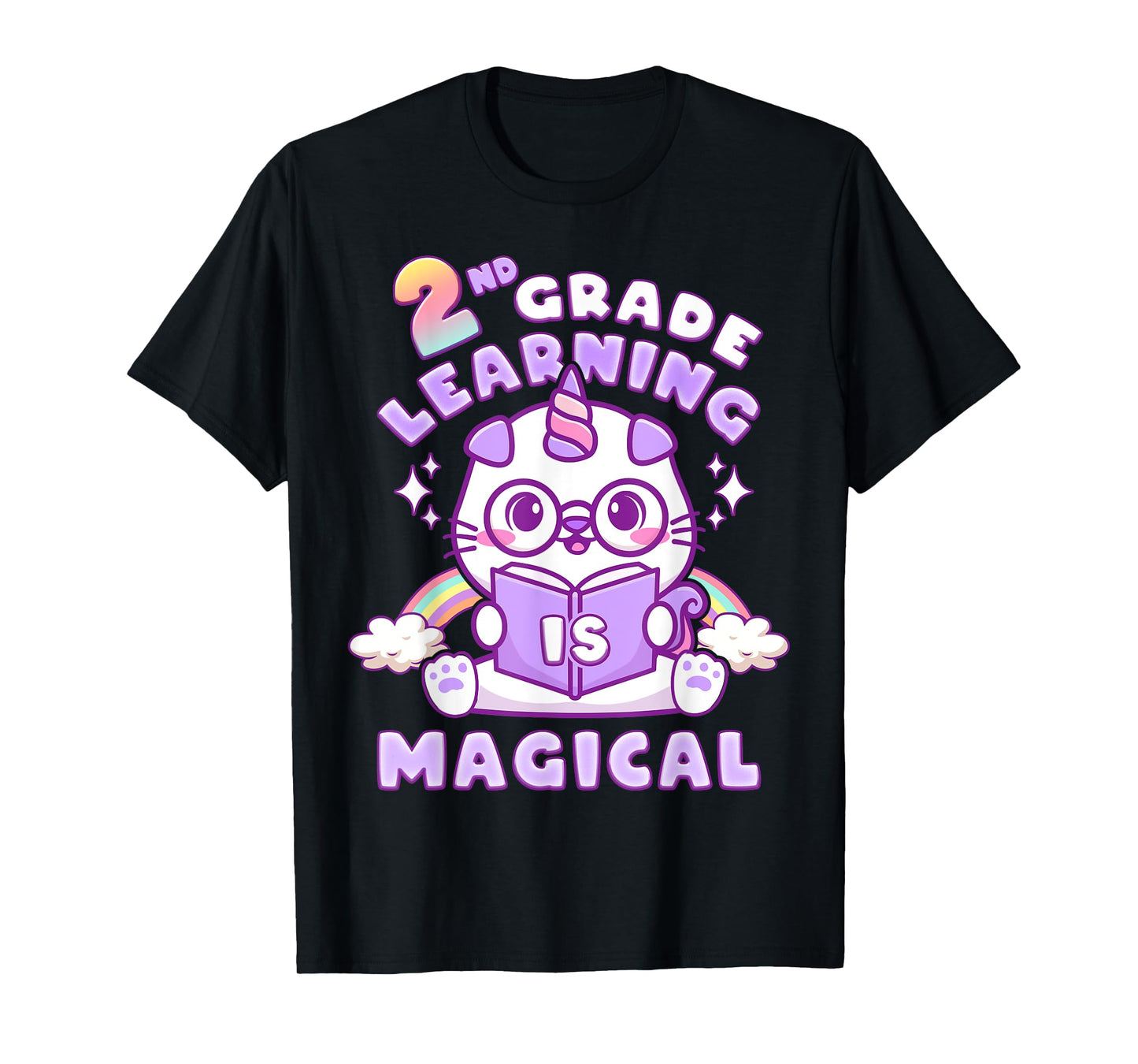 Back To School First Day of 2nd Grade Girl Unicorn Cat T-Shirt