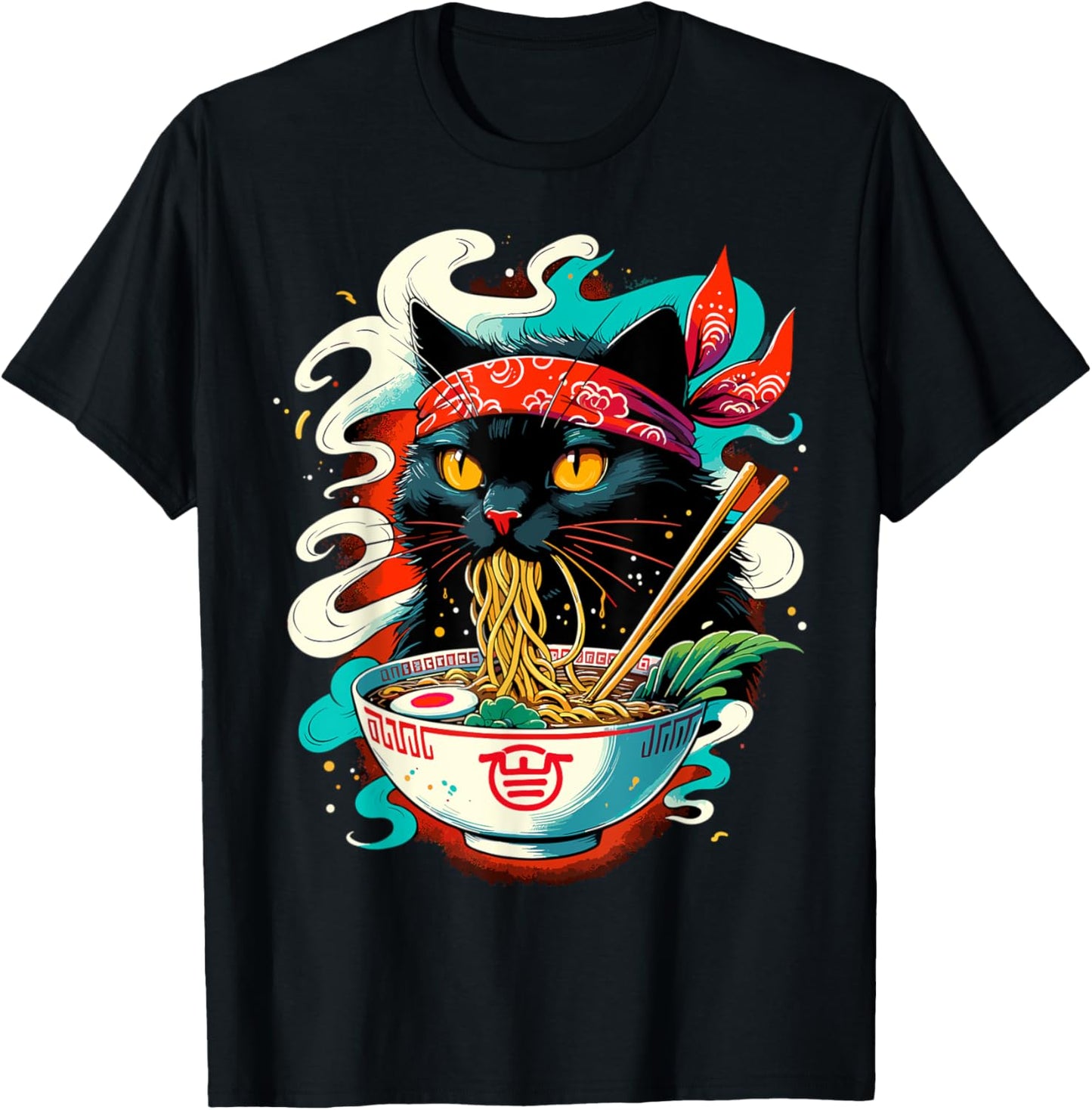 Cat Ramen Noodle Japanese Anime Kawaii Cat T-Shirt