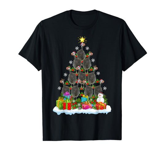 Guinea Fowl Bird Christmas Tree Gifts Unisex-Kids Xmas Holiday Funny Guinea Fowl Bird Christmas Tree T-Shirt Black Animal Print Modern Novelty Cotton 60% Polyester 40% Kids Small