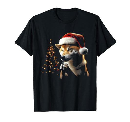 Shiba Inu Dog Santa Hat - Vintage Dog Xmas Christmas Lover Men Women Kids T-Shirt