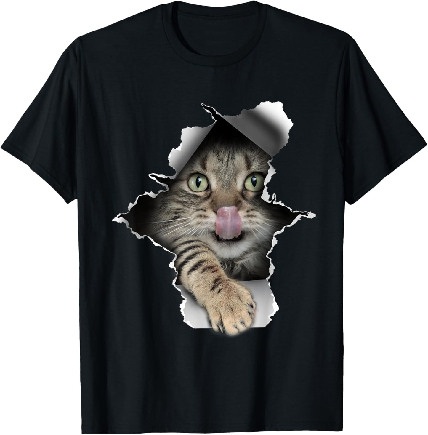 Funny Cat Paw Torn Cat Lady Cute Kitten T-Shirt