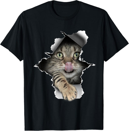 Funny Cat Paw Torn Cat Lady Cute Kitten T-Shirt