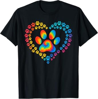 Tie Dye Paw Heart for Dog Fans Men Women T-Shirt