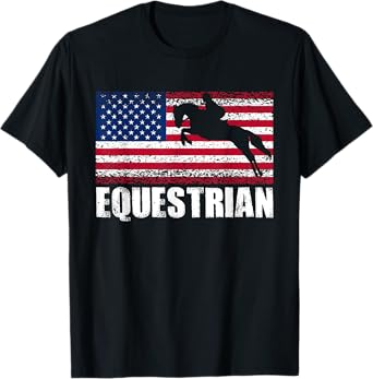 Equestrian Sports, American Flag, USA America, Horse Riding T-Shirt