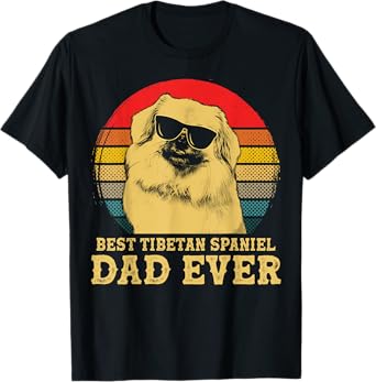 Best Tibetan Spaniel Dad Ever Dog Lovers Retro Vintage T-Shirt for Men Women Girls Kids