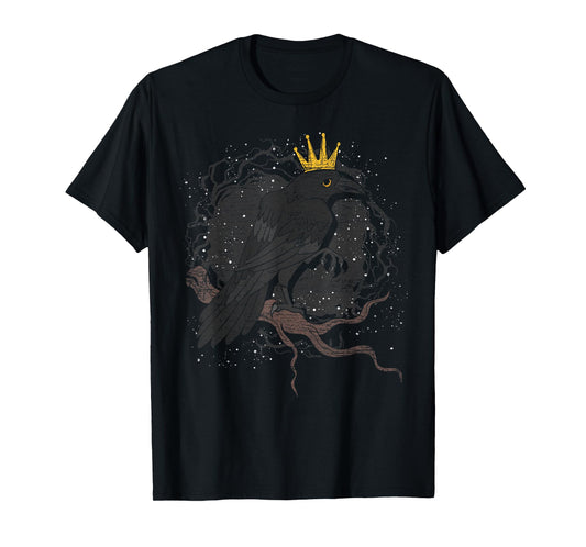Crown Raven Creepy Night Forest Animal Gothic Bird Crow T-Shirt