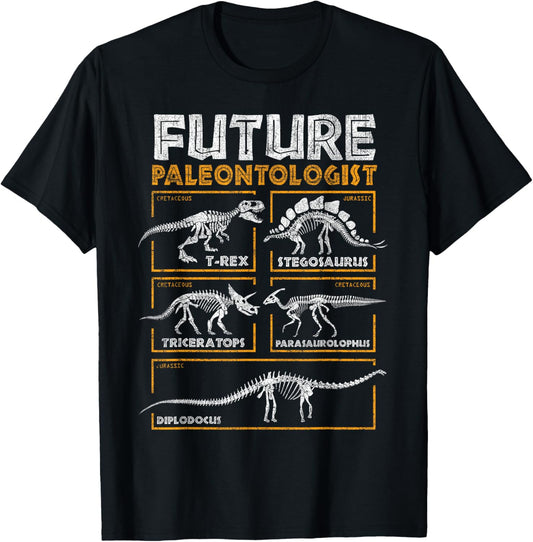 Future Paleontologist Dinosaur Fossil T-Rex Kids Boys Retro T-Shirt