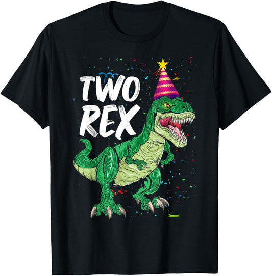 Two Rex 2nd Birthday Boy T-Rex Dinosaur Party Happy Second T-Shirt