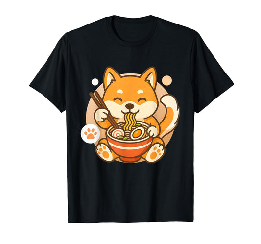 Cute Shiba Inu Dog Ramen Noodles Bowl Anime Kawaii Neko Gift T-Shirt