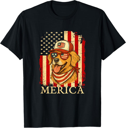 Patriotic Labrador Retriever Dog Merica US Flag 4Th Of July T-Shirt