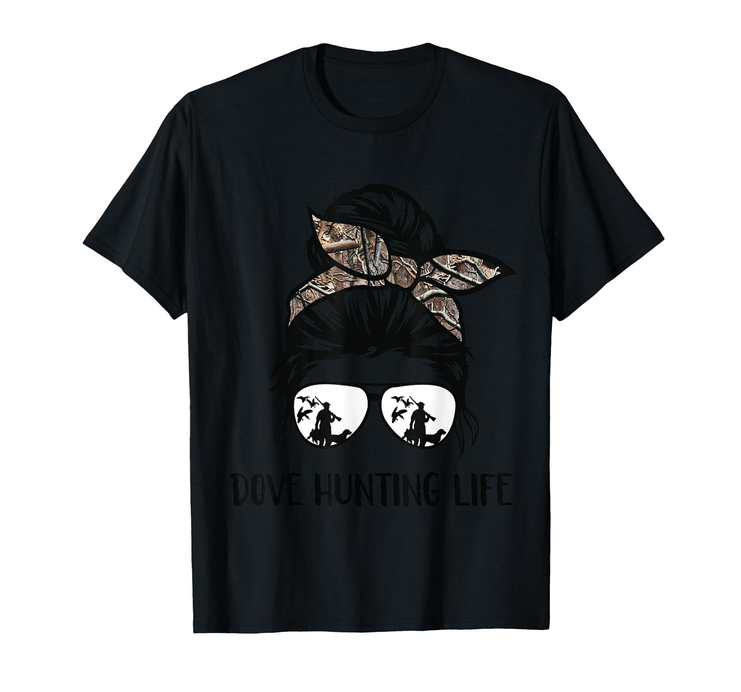 dove hunting life messy bun Funny Dove Hunter woman mom T-Shirt