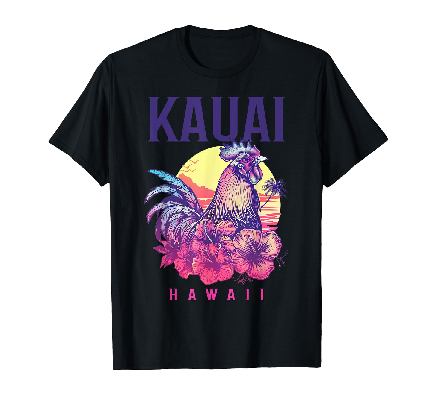 Kauai Hawaii Chicken Hawaiian Hibiscus Flowers Vintage T-Shirt