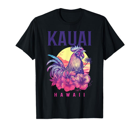 Kauai Hawaii Chicken Hawaiian Hibiscus Flowers Vintage T-Shirt
