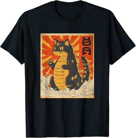 Catzilla Japanese Style T-Shirt - Funny Cat Tee T-Shirt