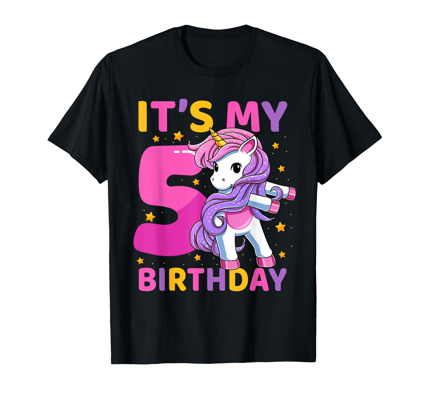 5 Years Old Unicorn Flossing 5th Birthday Party Girls Kids T-Shirt
