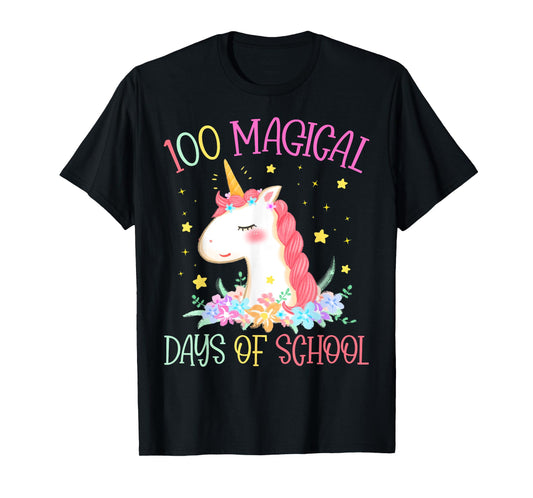 100th Day of School Unicorn 100 Magical Days Girls Teacher T-Shirt