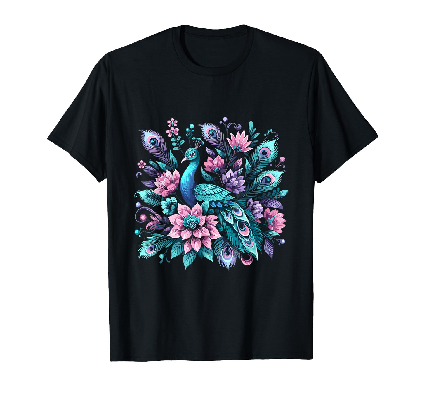 Beautiful Floral Flower Peacock T-Shirt