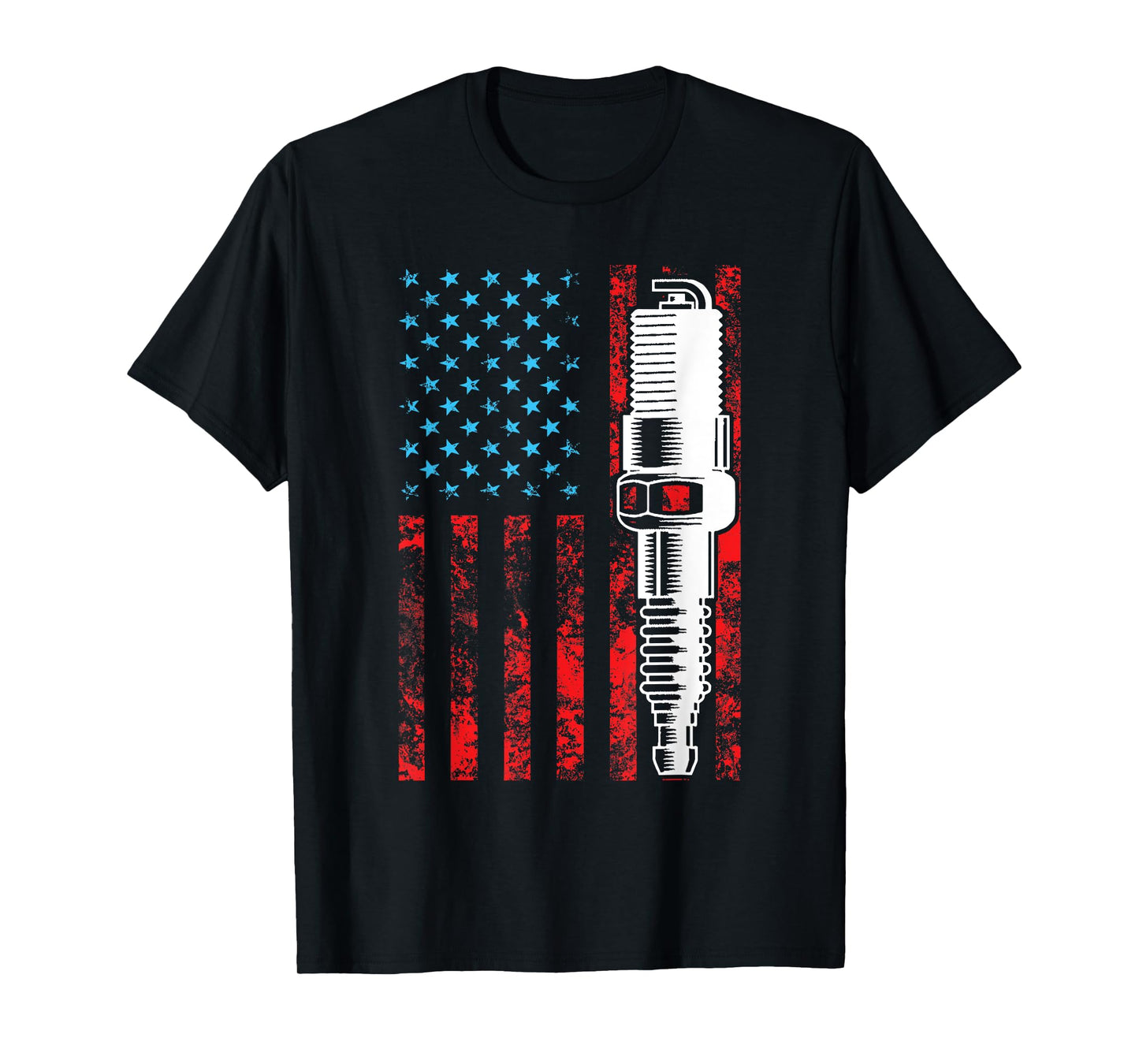 American Flag Spark Plug - Vintage Car Lover USA T-Shirt