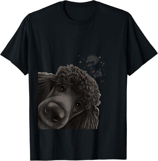 Funny Curious Dog Black Standard Poodle T-Shirt