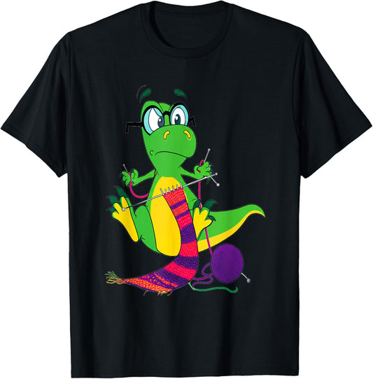 Knitting T-Rex Dinosaur - Funny Crochet Yarn Knitter T-Shirt