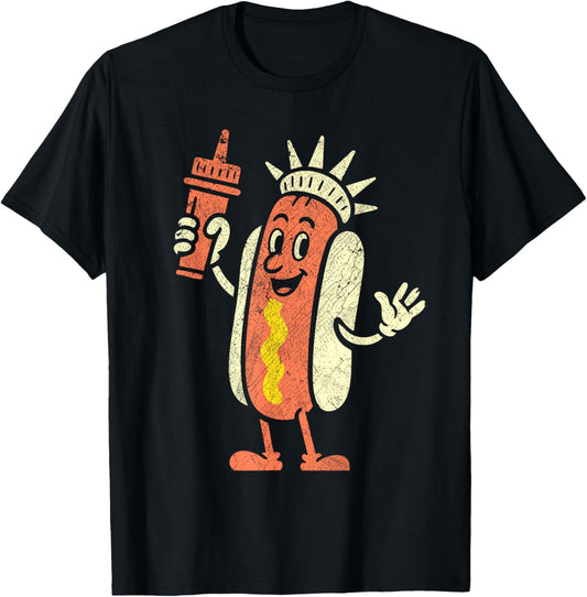 4th Of July Funny Hot Dog Boys Girls Fourth Of July BBQ T-Shirt