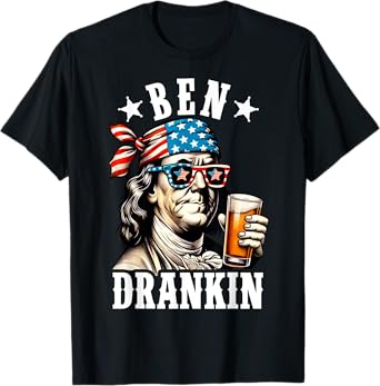 Ben Drankin Benjamin Franklin Men Women 4th of July USA Flag T-Shirt