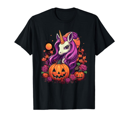 Cute Halloween Girly Halloween Unicorn Halloween Pumpkin T-Shirt