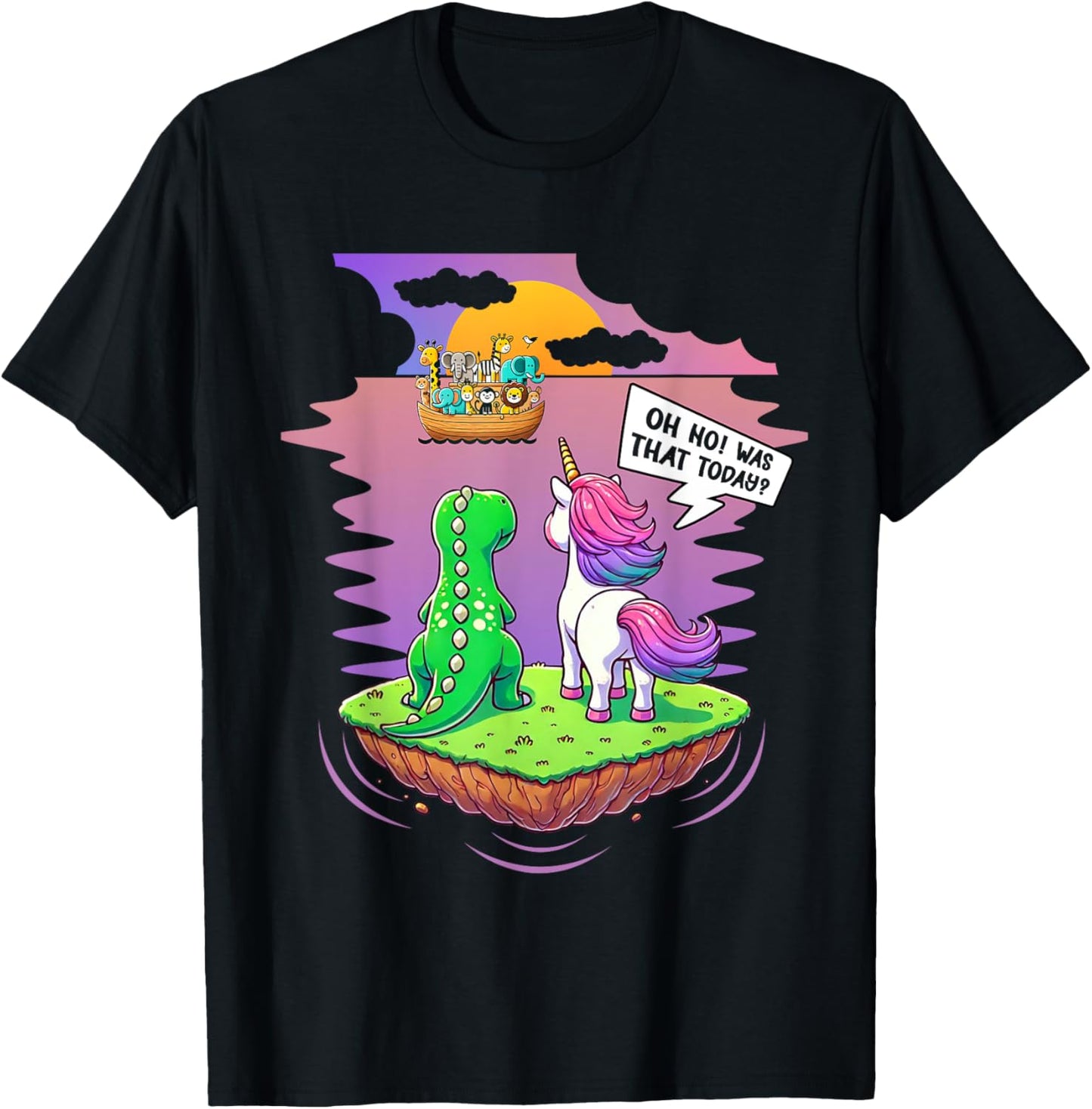 Noah Ark Unicorn Dinosaur Lover Christian Jesus Catholics T-Shirt