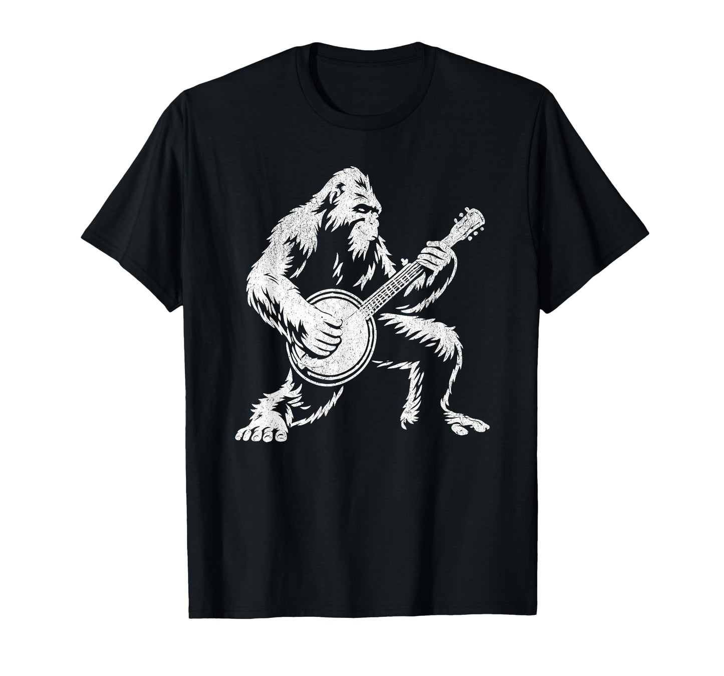 Funny Bigfoot Sasquatch Playing Banjo Bluegrass Music Lover T-Shirt