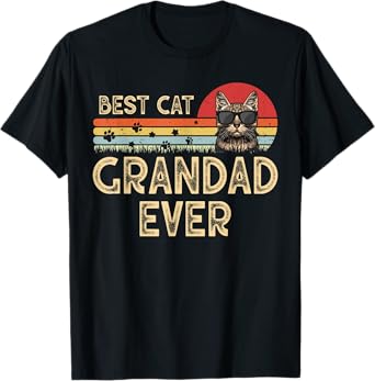Vintage Best Cat Grandad Ever T-Shirt Cat Daddy Gift T-Shirt for Men