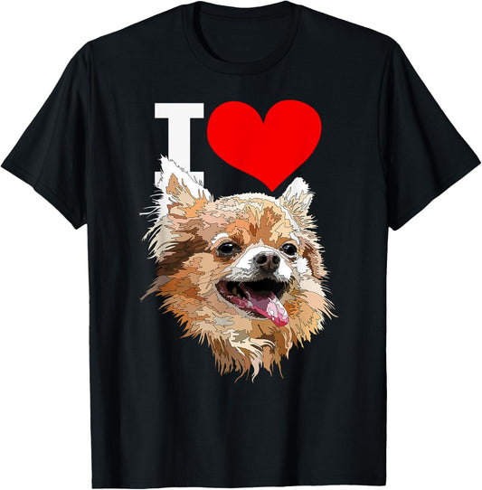 I Love Chihuahua Long Haired Happy Chiwawa Dog Lover T-Shirt
