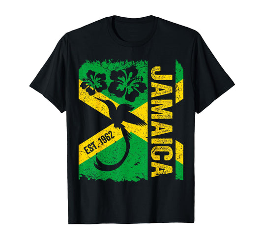 Jamaica Doctor Bird 1962 Independence Distress Jamaican Flag T-Shirt