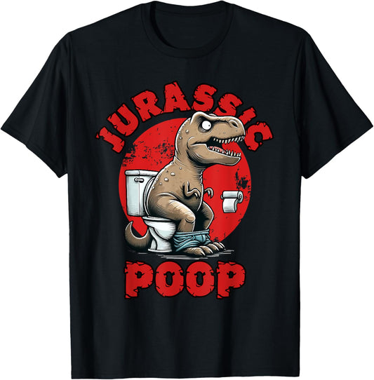 Jurassic Poop T-Rex in Toilet Funny Dinosaur T-Shirt