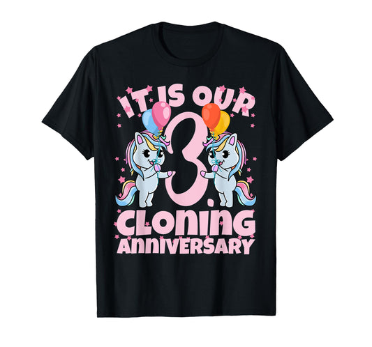3rd Birthday Twins Girls Cloning Anniversary Sister Kids T-Shirt