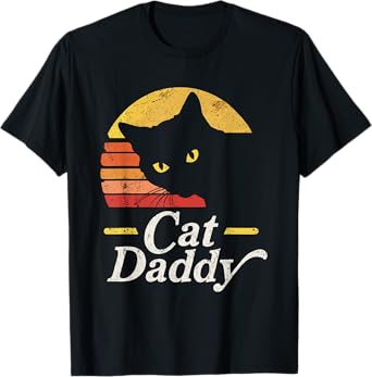 Cat Daddy Vintage Eighties Style Cat Retro Distressed T-Shirt for Men Women Girls Kids