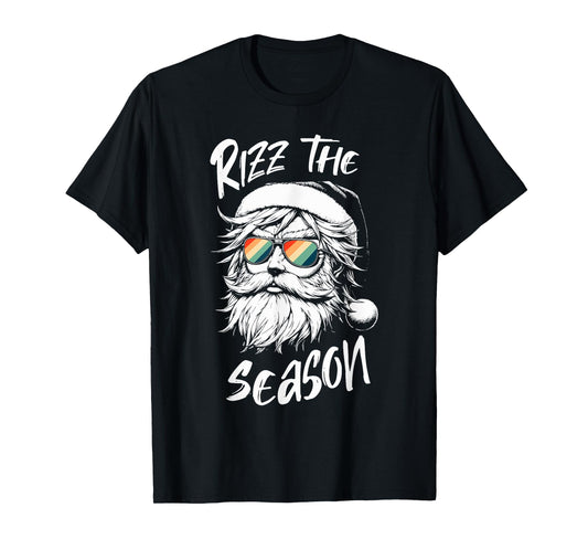 Rizz The Season Kids Teens School Cool Christmas Santa Claus T-Shirt