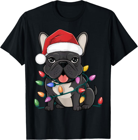 French Bulldog Christmas Lights Xmas Dogs Gifts Men Women T-Shirt