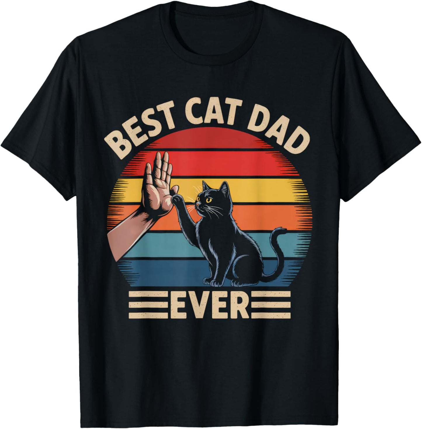 Vintage Retro Best Cat Dad Ever Funny Cat Lover Cat Daddy T-Shirt