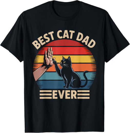 Vintage Retro Best Cat Dad Ever Funny Cat Lover Cat Daddy T-Shirt